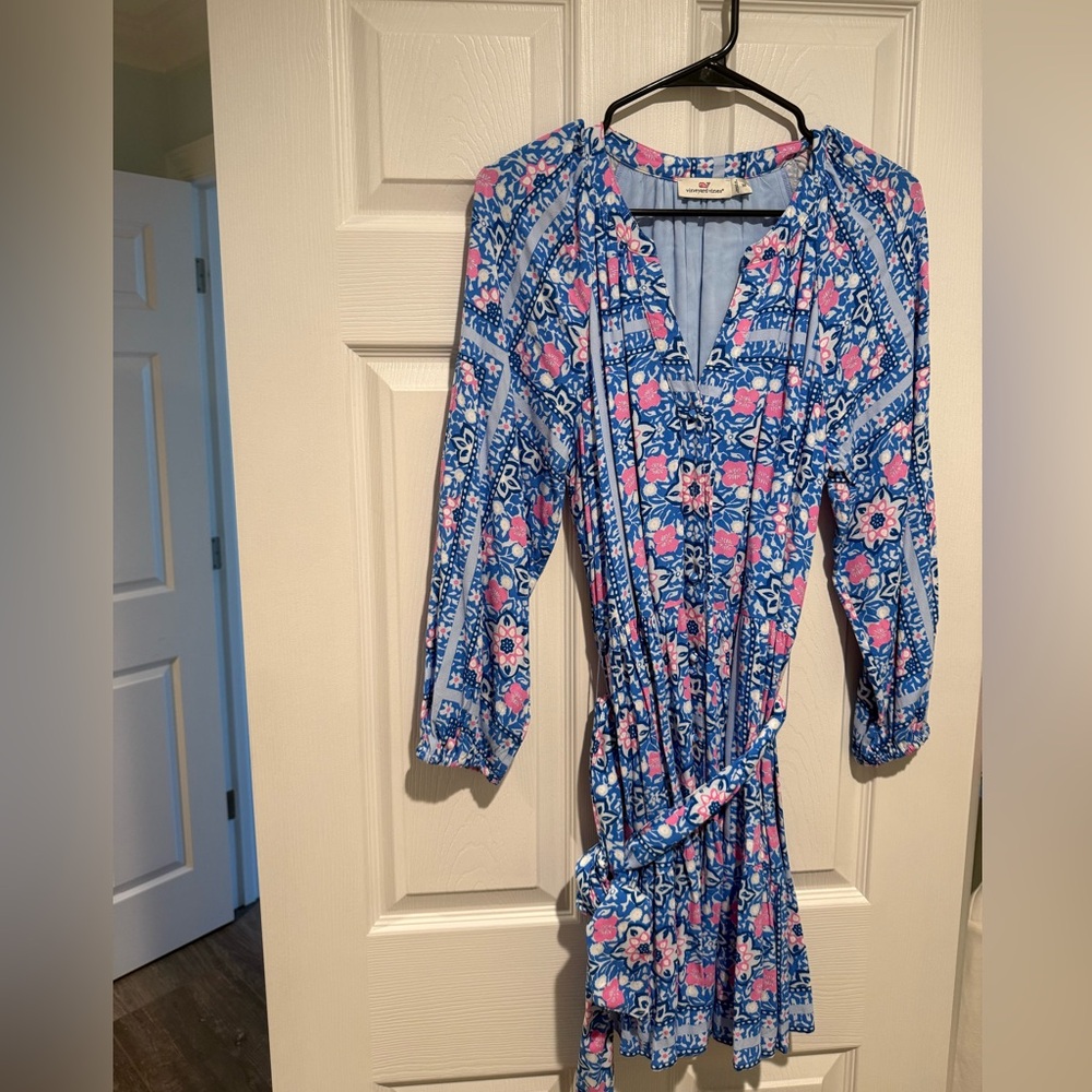 Vineyard Vines Blue and Pink Floral Dress